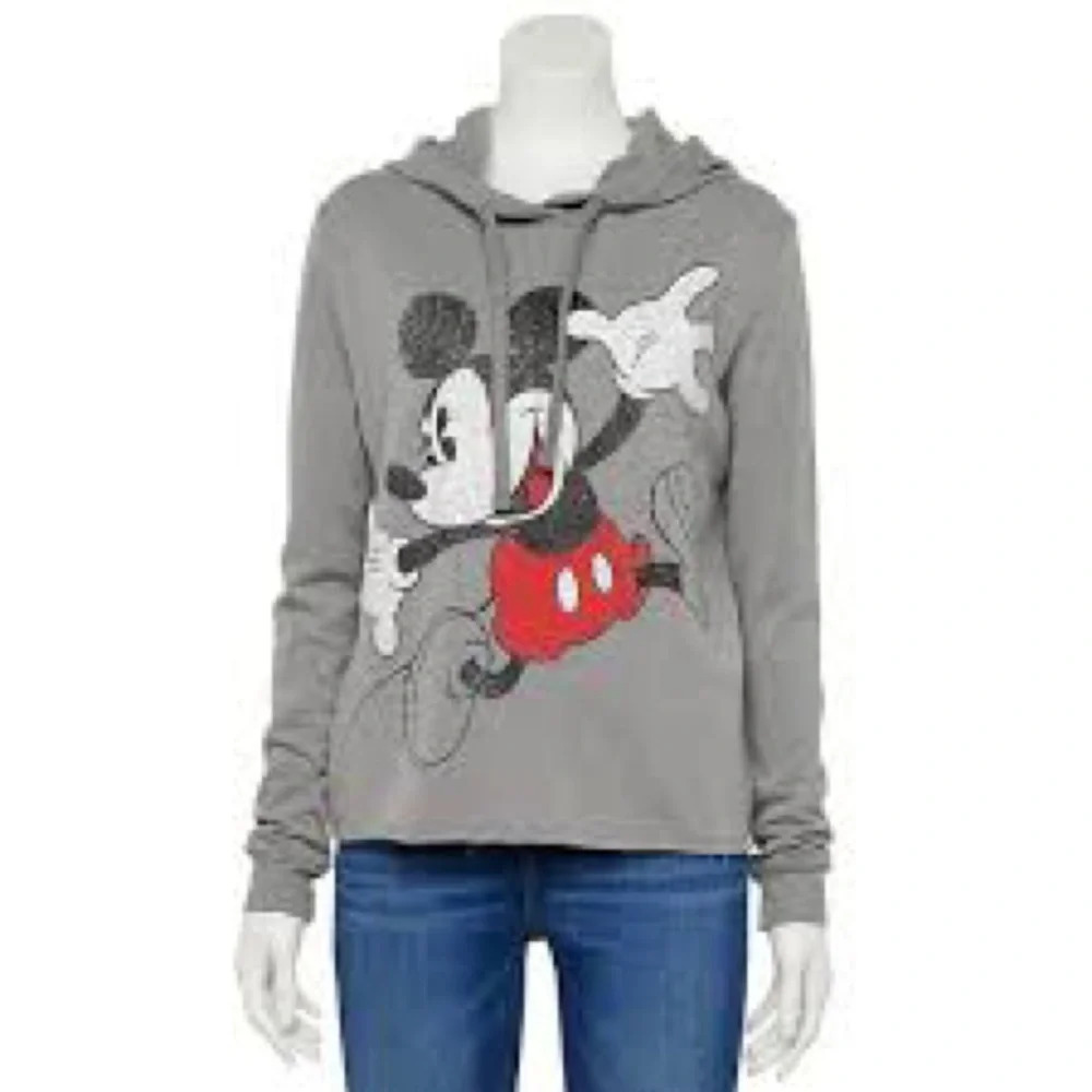 Disney Mickey Mouse Grey Distressed Art Hoodie Sweatshirt size Medium